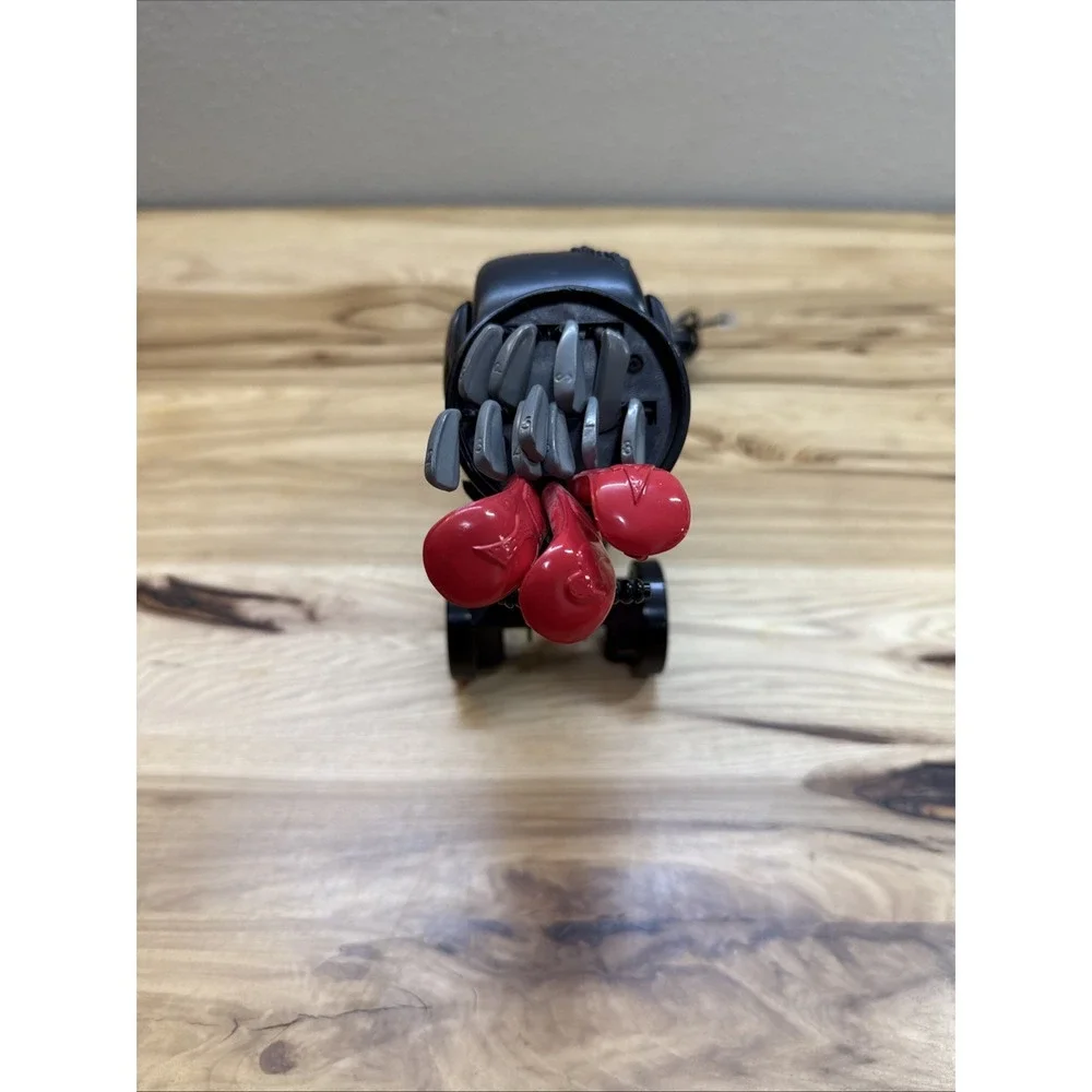 Vtg Golf Bag Telephone Landline Golf Ball Push Button Black Red Desk Collector